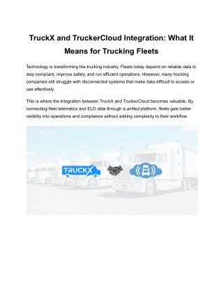 TruckX TruckerCloud Integration: Connected Fleet Data