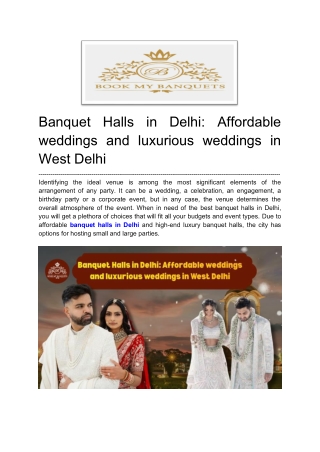 Affordable Banquet Halls in Delhi - BookMyBanquets