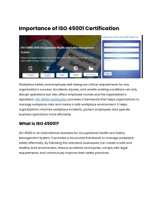 Importance of ISO 45001 Certification