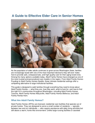 A Guide to Effective Elder Care in Senior Homes