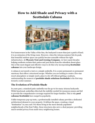 How to Add Shade and Privacy with a Scottsdale Cabana