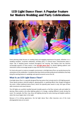 LED Light Dance Floor: A Popular Feature for Modern Wedding and Party Celebratio