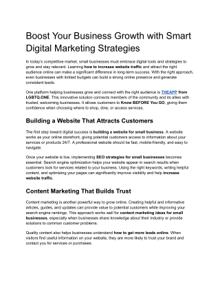 Boost Your Business Growth with Smart Digital Marketing Strategies