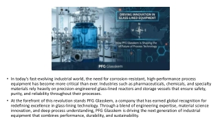 Innovative Glass-lined Equipment by PFG Glasskem!.
