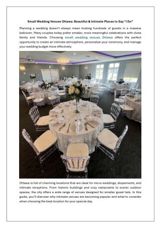 Small Wedding Venues Ottawa Beautiful & Intimate Places to Say “I Do”
