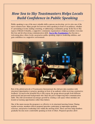 How Sea to Sky Toastmasters Helps Locals Build Confidence in Public Speaking