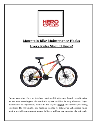 Mountain Bike Maintenance Hacks Every Rider Should Know!