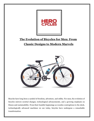 The Evolution of Bicycles for Men: From Classic Designs to Modern Marvels