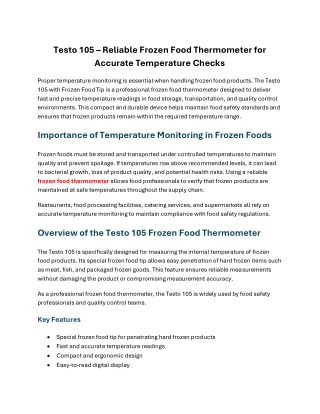 Testo 105 – Reliable Frozen Food Thermometer for Accurate Temperature Checks