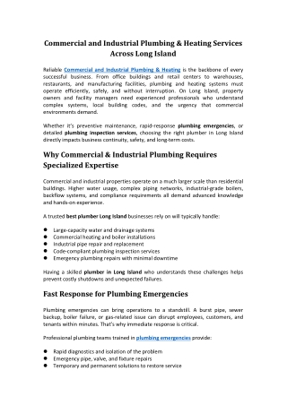 Commercial and Industrial Plumbing