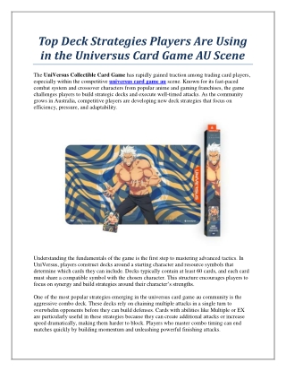 Top Deck Strategies Players Are Using in the Universus Card Game AU Scene