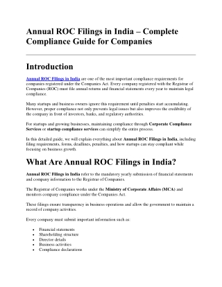 Annual ROC Filings in India