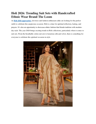 Trending Suit Sets with Handcrafted Ethnic Wear Brand The Loom