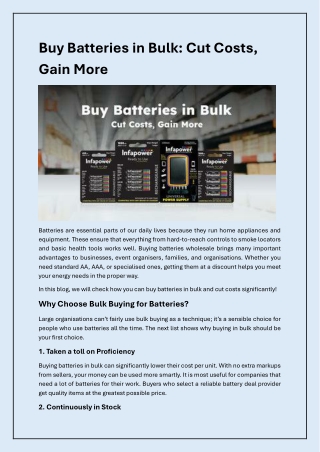 Buy Batteries in Bulk and Enjoy Bigger Savings