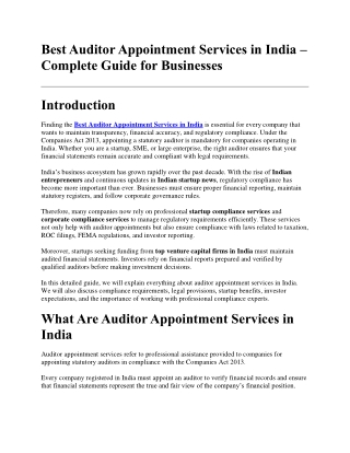 Best Auditor Appointment Services in India