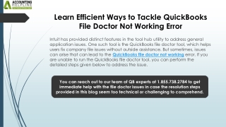 Easy Solutions for QuickBooks File Doctor Not Working