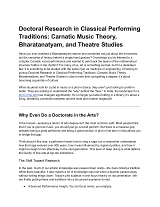 Doctoral Research in Classical Performing Traditions: Carnatic Music Theory, Bha