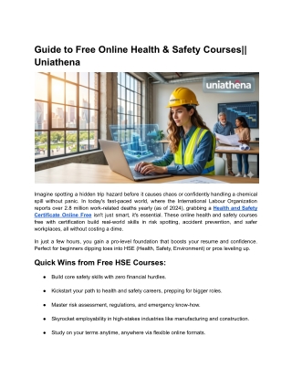 Guide to Free Online Health & Safety Courses|| Uniathena