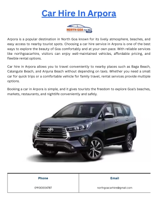 Car Hire In Arpora