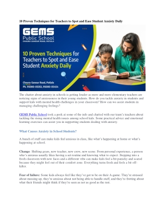 10 Proven Techniques for Teachers to Spot and Ease Student Anxiety Daily
