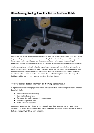 Fine-Tuning Boring Bars For Better Surface Finish