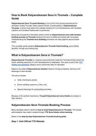 How to Book Kalyanotsavam Seva in Tirumala – 2026 Guide