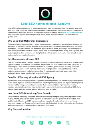 Local SEO Agency in India | LapaOne