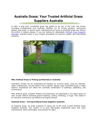Australis Grass: Your Trusted Artificial Grass Suppliers Australia