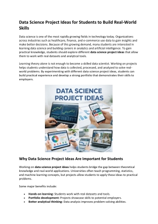 Top Data Science Project Ideas for Students to Learn AI & Machine Learning