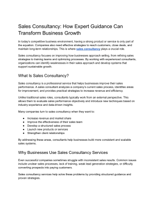 Sales Consultancy_ How Expert Guidance Can Transform Business Growth