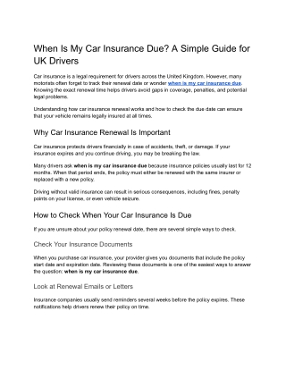 When Is My Car Insurance Due? A Simple Guide for UK Drivers