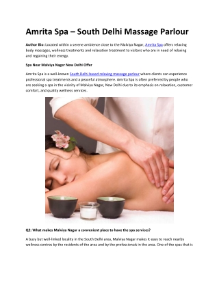 Amrita Spa – South Delhi Massage Parlour