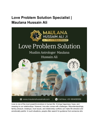 Trusted Love Problem Solution Specialist | Maulana Hussain Ali