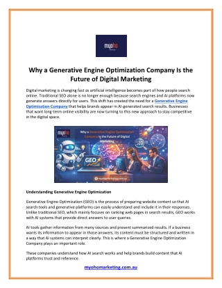 Why a Generative Engine Optimization Company Is the Future of Digital Marketing