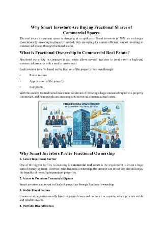 Why Smart Investors Are Buying Fractional Shares of Commercial Spaces