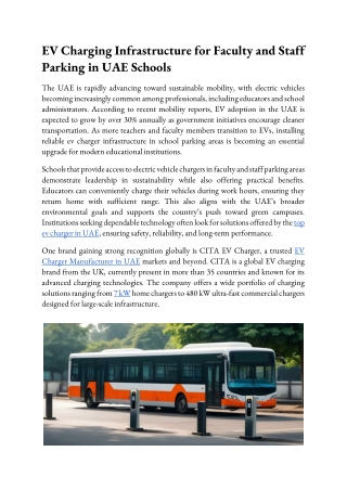 EV Charging Infrastructure for Faculty and Staff Parking in UAE Schools