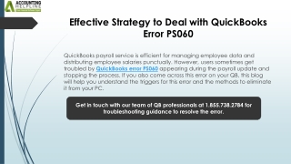 Easy Steps to Fix QuickBooks Error PS060