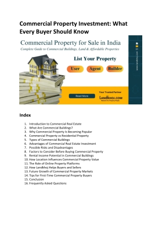 Commercial Property Investment: What Every Buyer Should Know