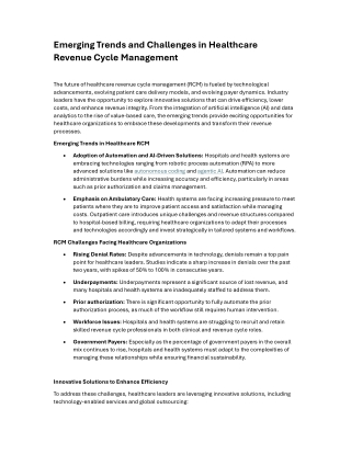 Emerging Trends and Challenges in Healthcare Revenue Cycle Management- AGSHealth