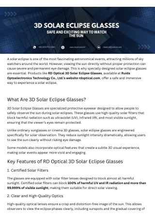 3D Solar Eclipse Glasses – Safe and Exciting Way to Watch the Sun