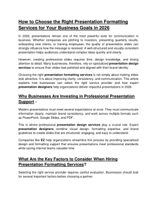 How to Choose the Right Presentation Formatting Services for Your Business Goals in 2026