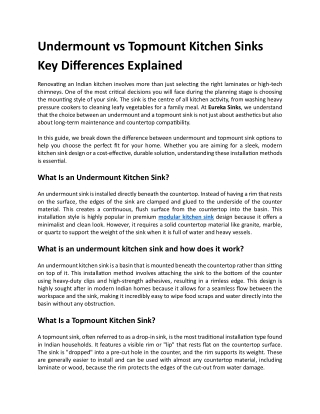 Undermount vs Topmount Kitchen Sinks Key Differences Explained
