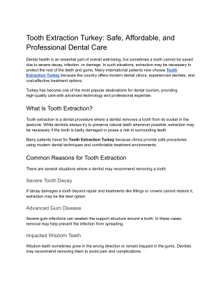 Tooth Extraction Turkey_ Safe, Affordable, and Professional Dental Care