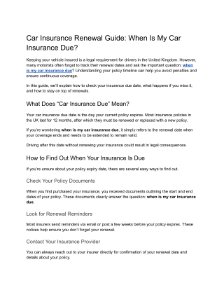 Car Insurance Renewal Guide_ When Is My Car Insurance Due