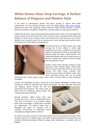 White Stones Silver Drop Earrings – Elegant Crystal Jewelry