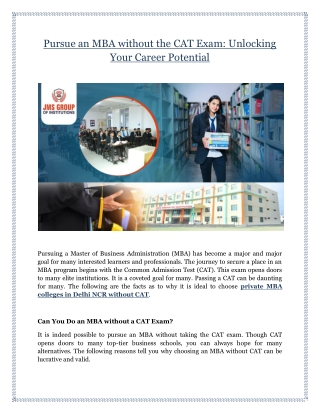 Pursue an MBA without the CAT Exam: Unlocking Your Career Potential