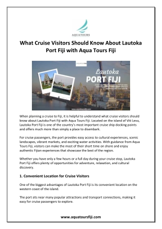 What Cruise Visitors Should Know About Lautoka Port Fiji with Aqua Tours Fiji