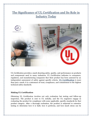 The Significance of UL Certification and Its Role in Industry Today