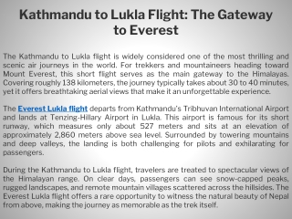 Kathmandu to Lukla Flight The Gateway to Everest