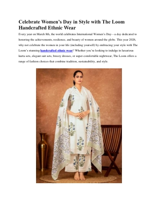 Celebrate Women’s Day in Style with The Loom Handcrafted Ethnic Wear